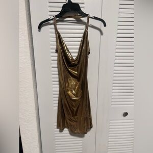 Pretty Little Thing Elegant Gold Slip Dress